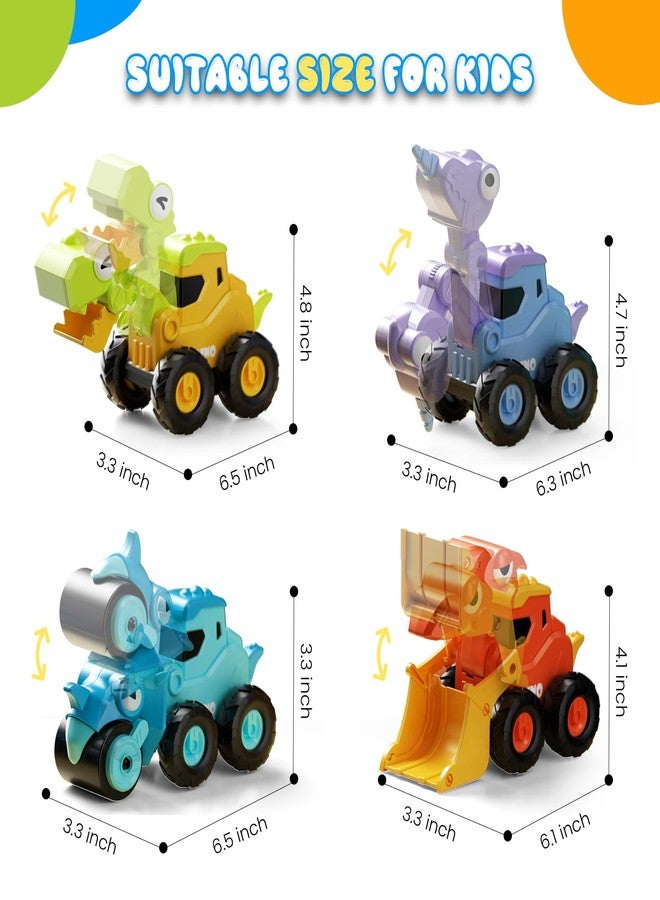 Dimoarch Construction Toys for 2 3 4 5 Year Old Boy Kids Toddlers, Press and Go Dino Truck Construction Vehicle Toys Sandbox Excavator Toys Valentines Day Boy Birthday Gifts - Image 4